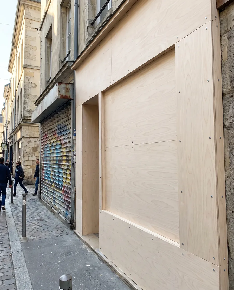 Panneaux OSB et contreplaqué vissés dans le bâti Argenteuil